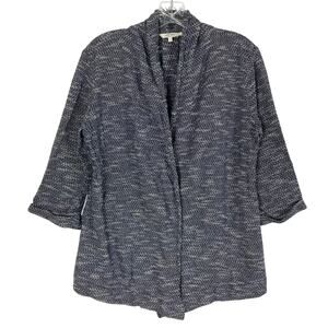 NWOT FATFACE Cardigan UK 10/US 6 Navy-White-Speckle Open 3/4Sleeve Pocket Cotton